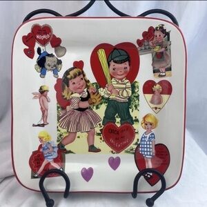 Rosanna Studios Valentines Day Cards Square Serving Plate Tray Platter 11in